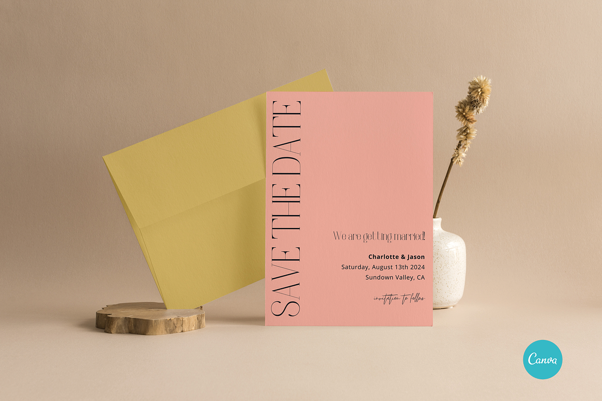 Daisy Wedding Save The Date CANVA, an Invitation Template by StudioVonBraitenberg (Photo 2 of 9)