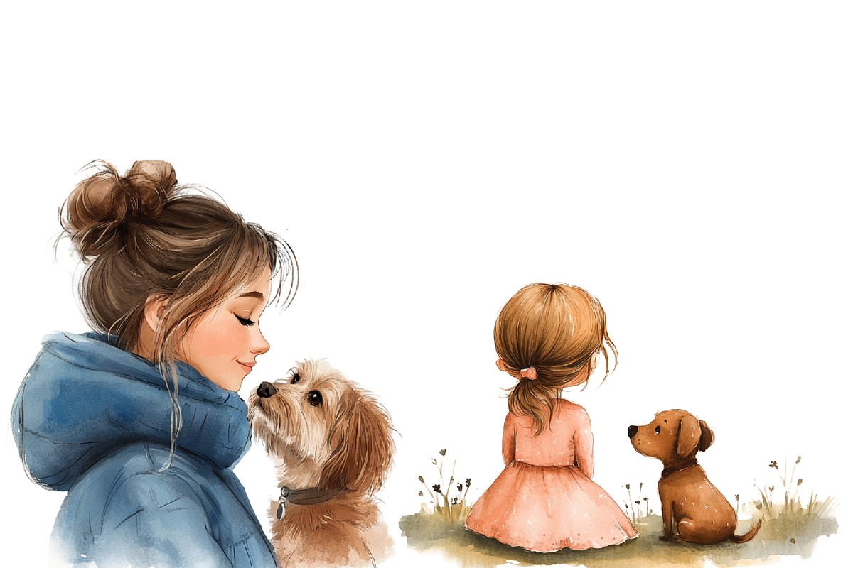 Little Girl and Dog Clipart, an Illustration by Designworld (Photo 5 of 6)