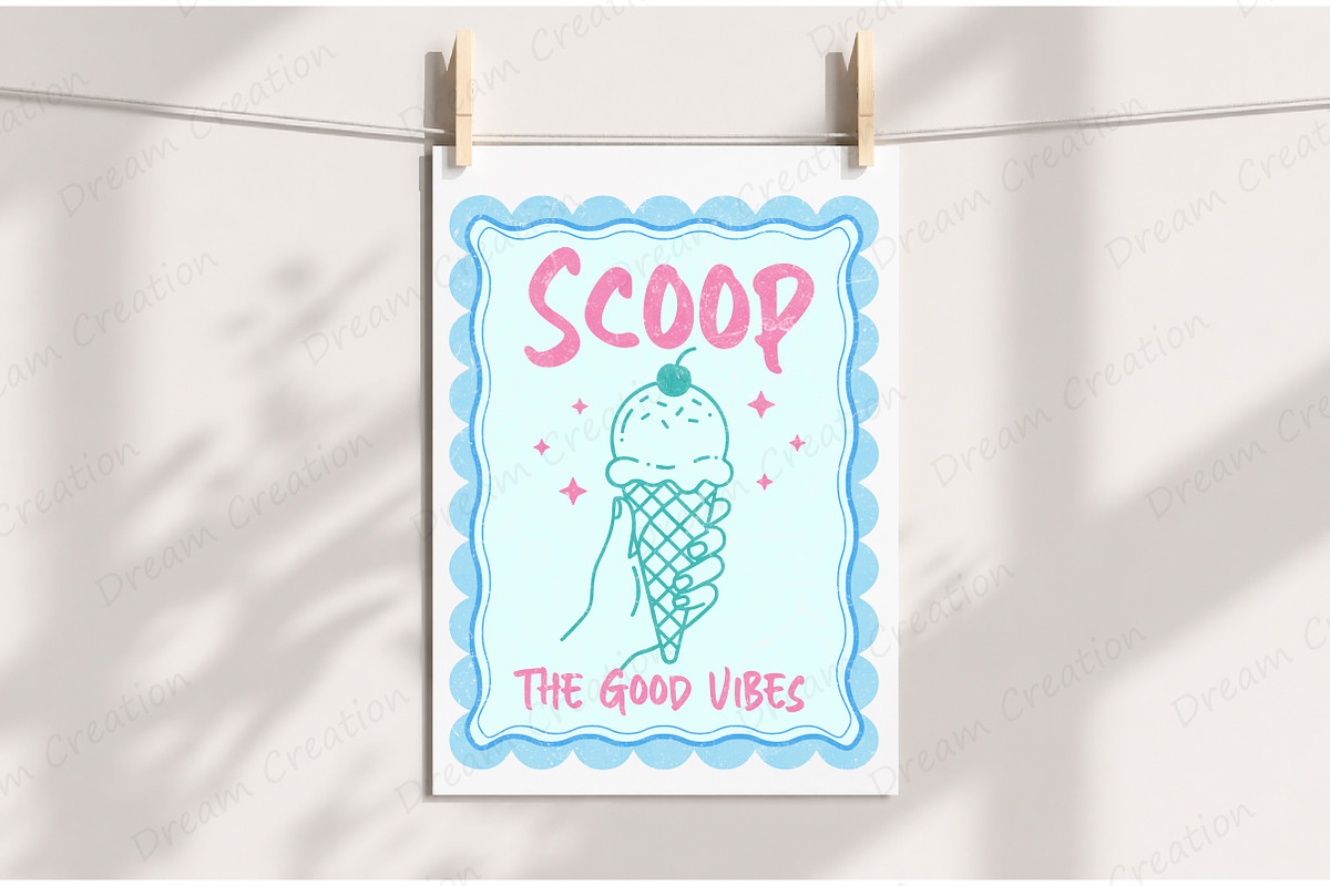Summer Ice Cream Hand Drawn Line Art, an Illustration by Dream Creation (Photo 4 of 7)