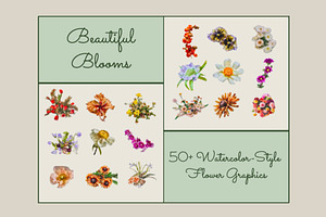 Watercolor Flower Graphics Bundle