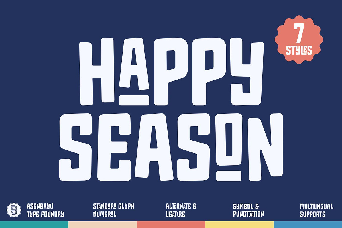 Happy Season Font Family, a Sans Serif Font by Asenbayu (Photo 1 of 14)