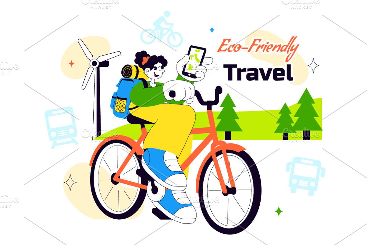 10 Eco Friendly Travel Lifestyle, a Transportation Illustration by denayunebgt (Photo 4 of 4)