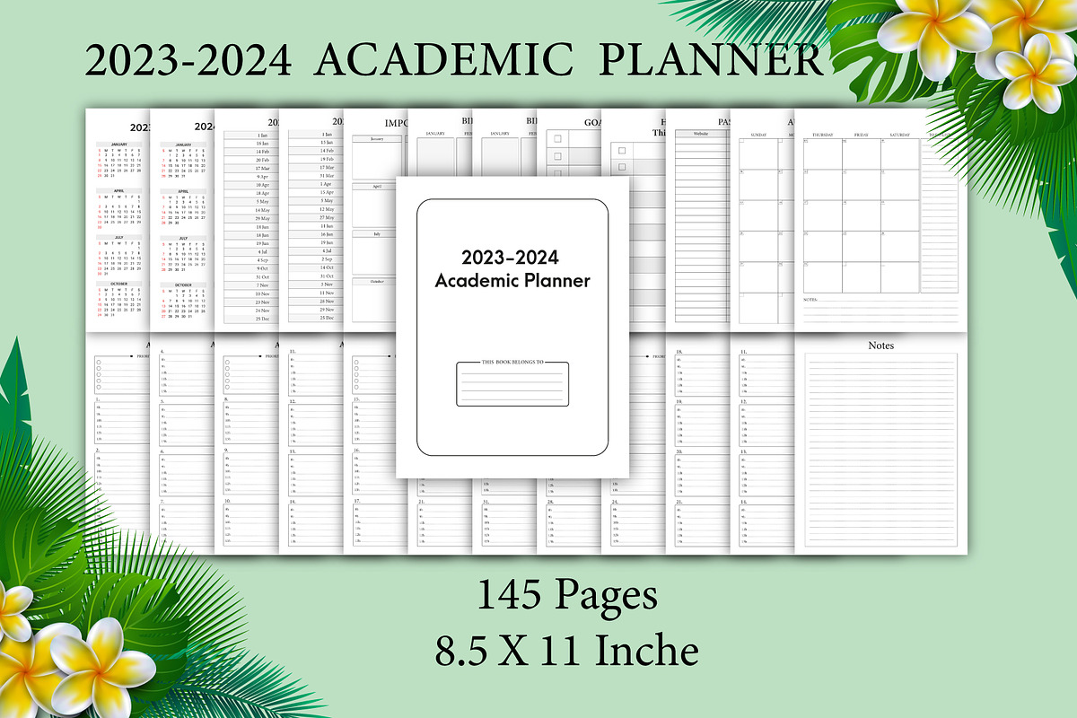 Editable 2023-2024 Academic planner, a Stationery Template by Designmela01 (Photo 1 of 9)