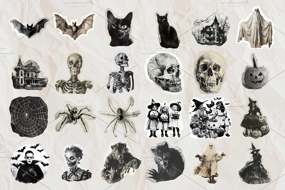 Halloween scrapbook collage stickers, a Seasonal Illustration by Art's and patterns (Photo 9 of 16)