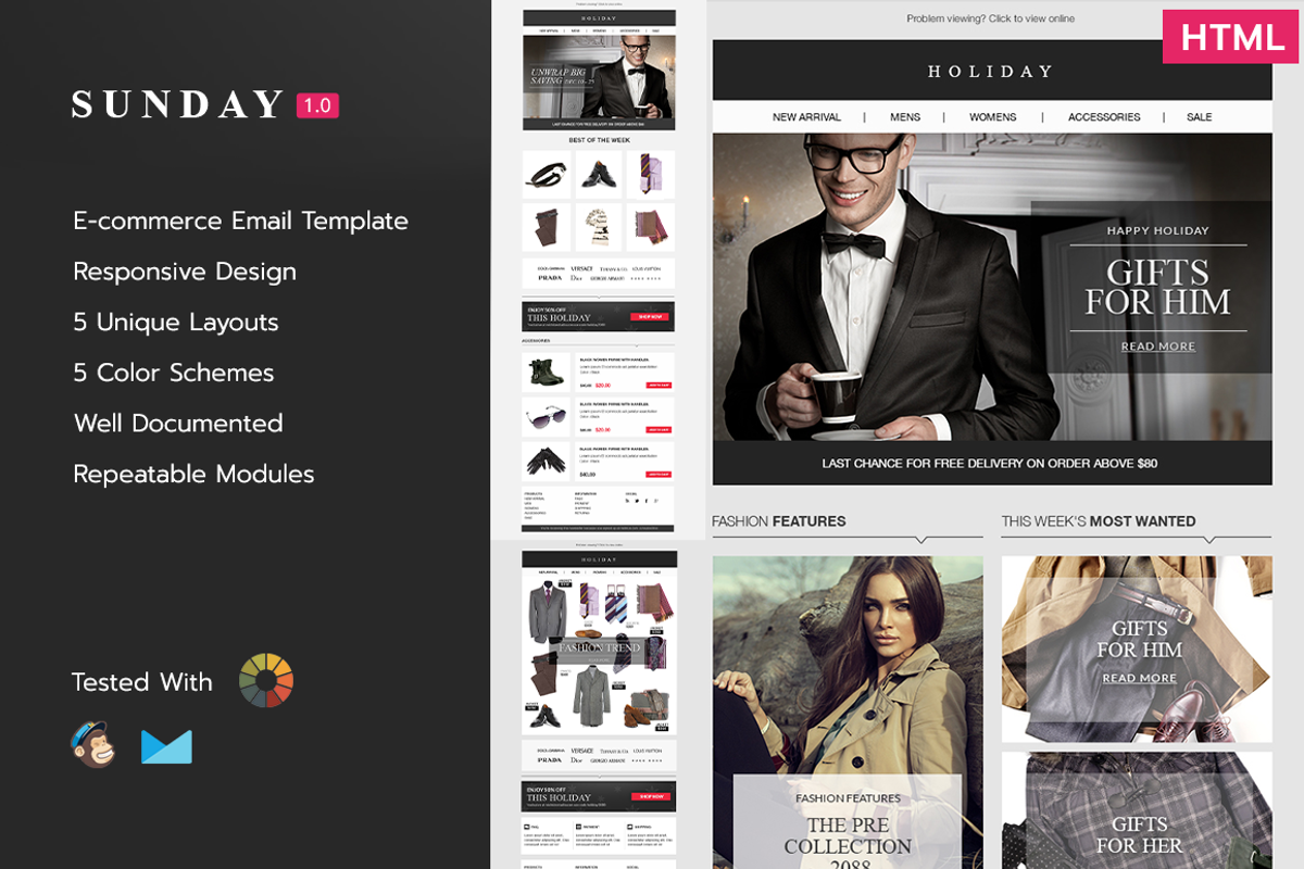 Sunday E-commerce Responsive Email, an Email Template by Midnize Studio (Photo 1 of 3)