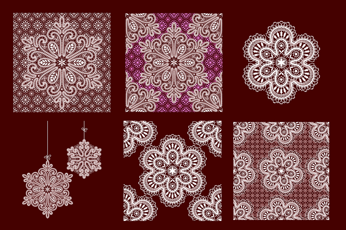 winter snowflakes lace patterns