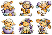 Whimsical Easter Sheep Clipart, an Illustration by Dream Creation (Thumbnail 2 of 6)