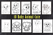 Coloring Page Baby Animal, an Illustration by Eka Design (Thumbnail 2 of 3)