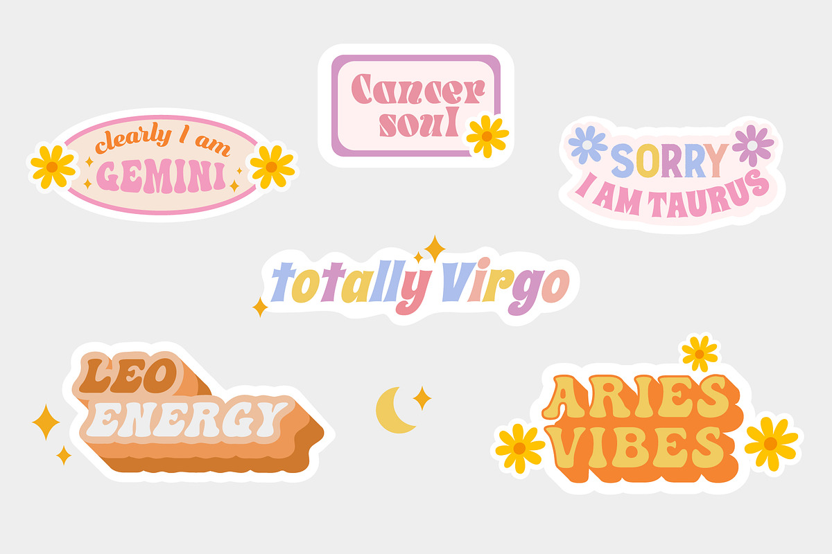 Zodiac sign stickers, an Object Graphic by yabluko_draws (Photo 2 of 3)