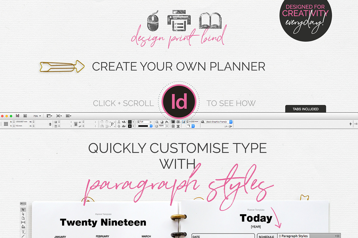 A4 InDesign Burst Planner Template, a Stationery Template by WhiteSpace ...