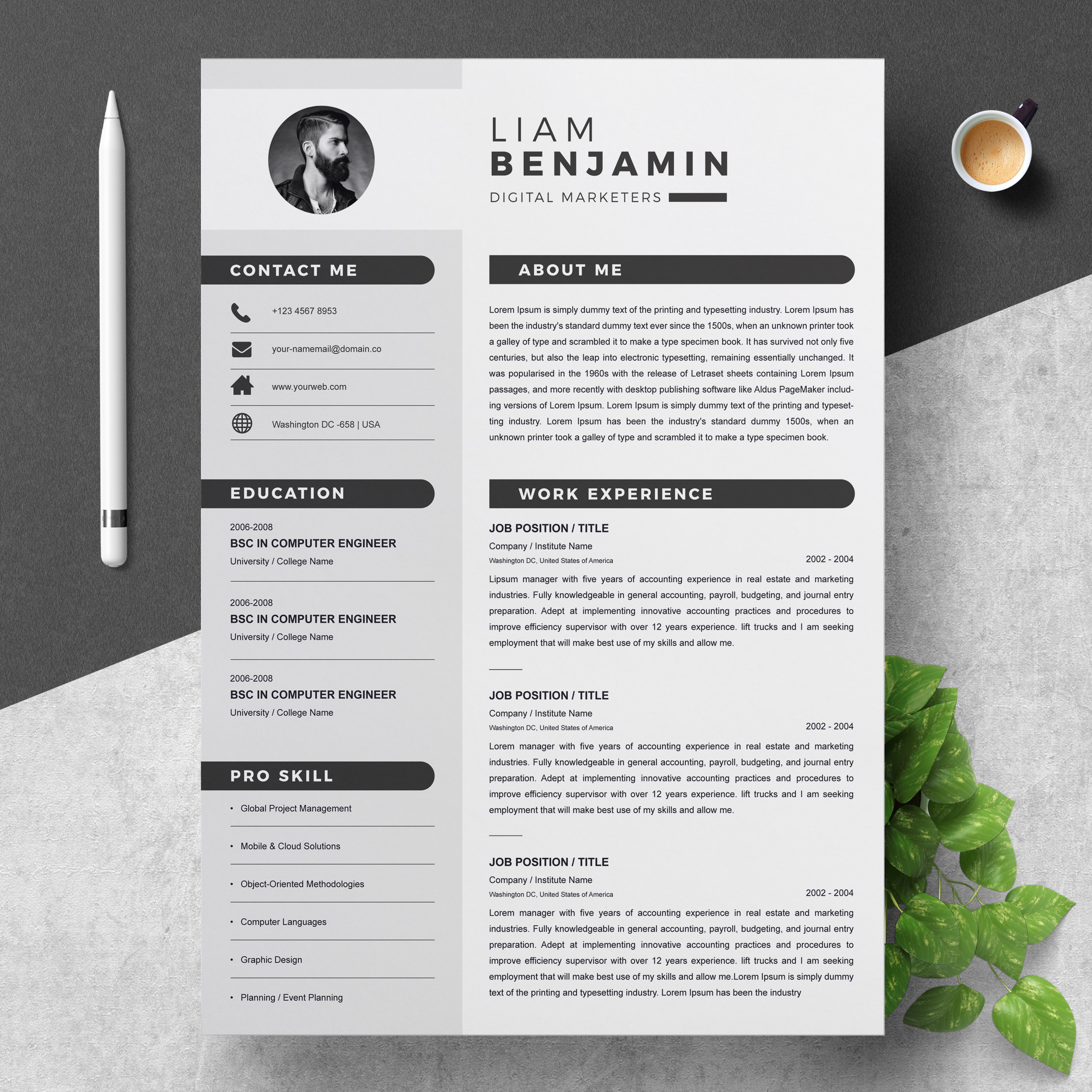 Resume Template | Word CV Design | Resume Templates ~ Creative Market