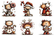 Whimsical Christmas Cats Clipart, a Seasonal Illustration by designcity5 (Thumbnail 3 of 5)