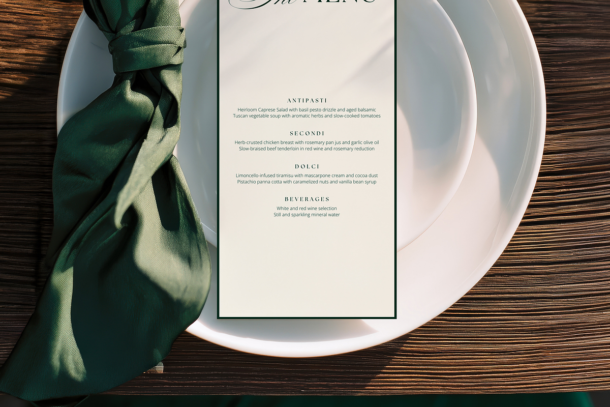 4x9.25 Green Wedding Menu Mockup, an Advertising Mockup by Serenefeeling (Photo 4 of 6)