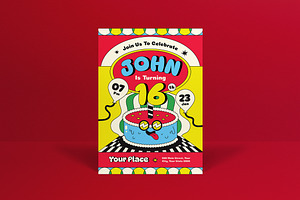 Red Cartoon Teen Birthday Invitation, an Invitation Template by graphicook