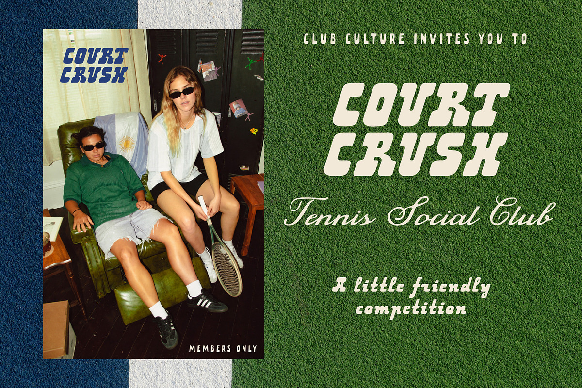 Court Crush Retro Bold Italic Slab, a Slab Serif Font by Struvictory.art (Photo 3 of 9)