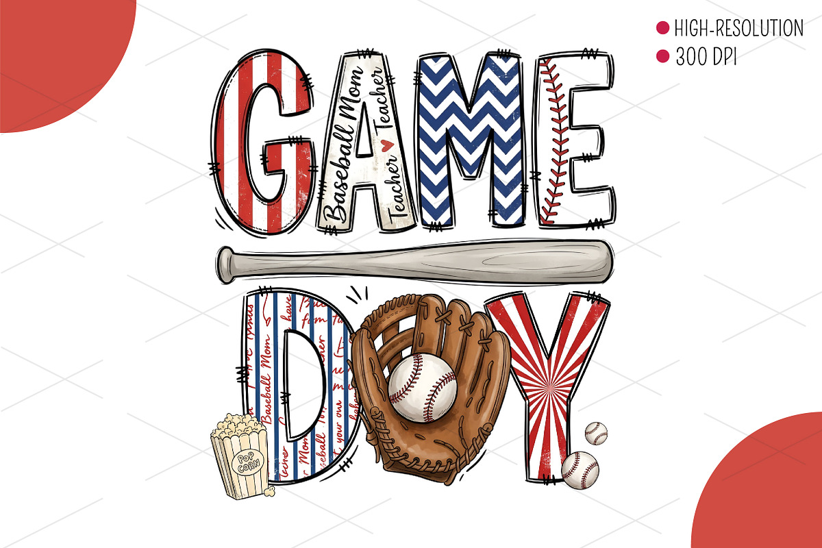 Baseball Mom Game Day PNG, an Illustration by OK Design (Photo 1 of 4)