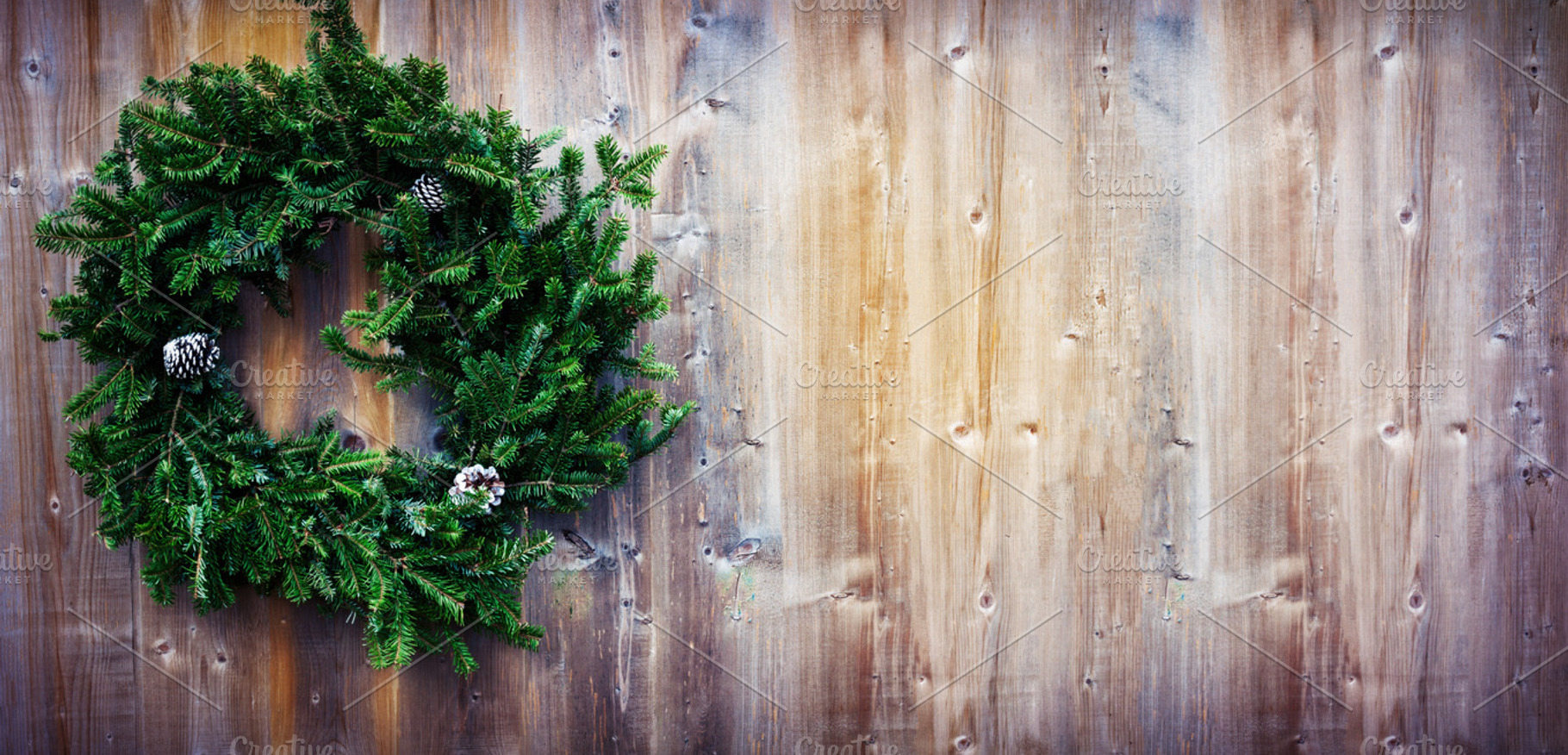Christmas wreath featuring background, wreath, and rustic, a Holiday Photo by RosyMaple