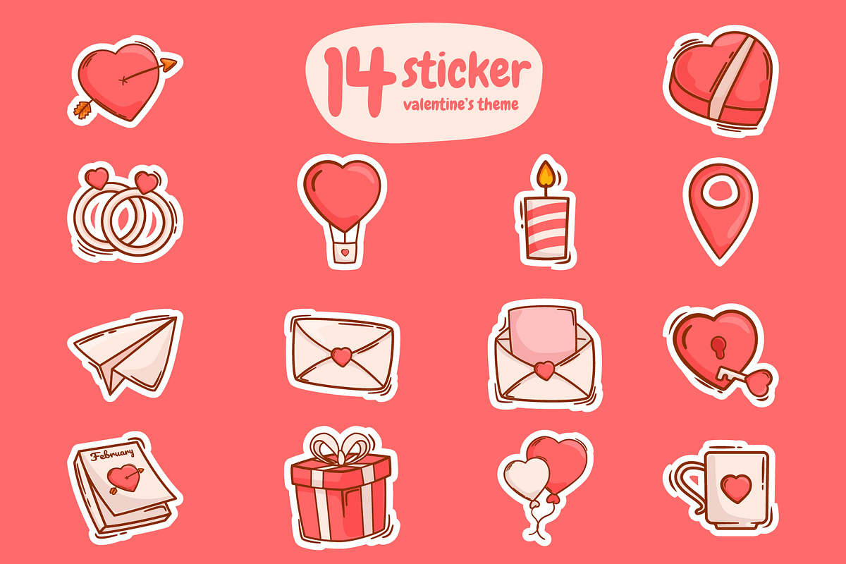 14 kawaii icons & stickers valentine, an Emoji Icon by kitypaws (Photo 3 of 5)