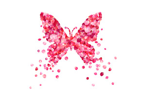 Butterfly Of Pink Rose Petals