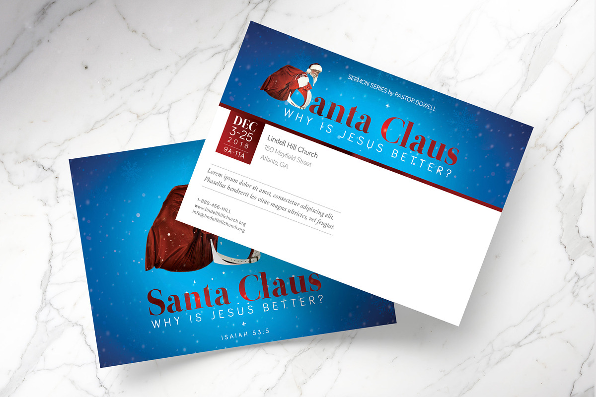 Santa Christmas Sermon Postcard PSD, an Invitation Template by Godserv Designs (Photo 2 of 11)