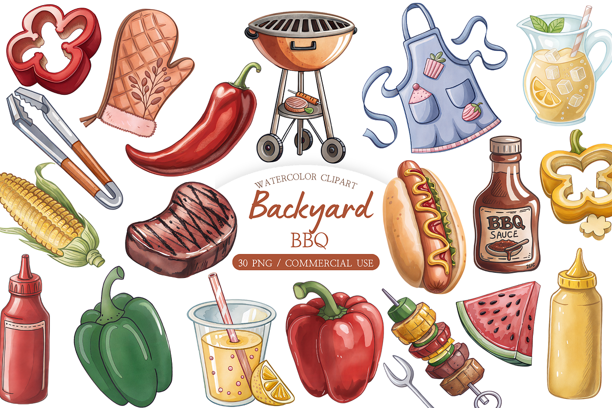 Backyard BBQ Clipart PNG, a Food Illustration by MockupWizard (Photo 1 of 5)