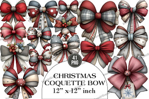 Preppy Christmas Coquette Bow, an Illustration by DreamArtGraphic