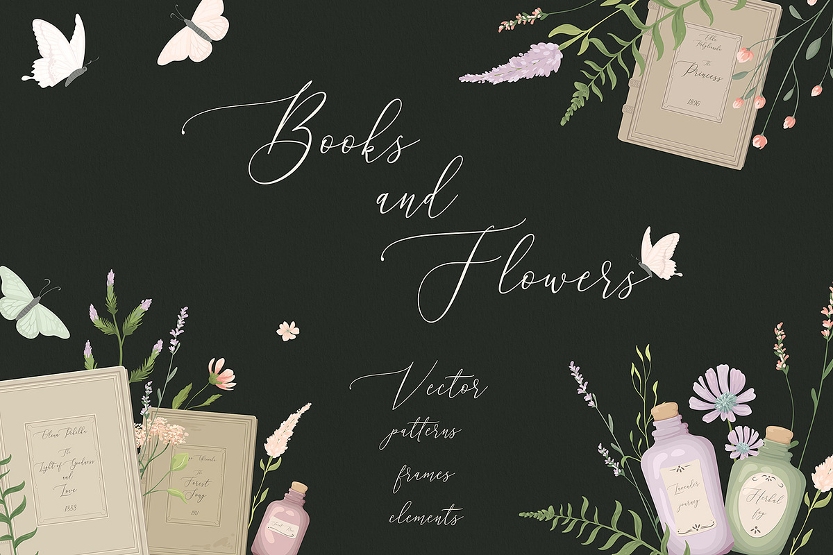 Books and Flowers. Vector patterns, a Pattern Graphic by HmarkaShop (Photo 1 of 6)