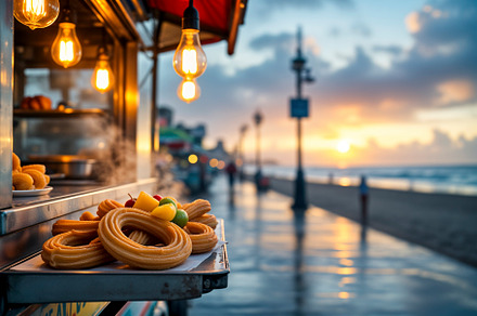 Vintage food cart with hot churros