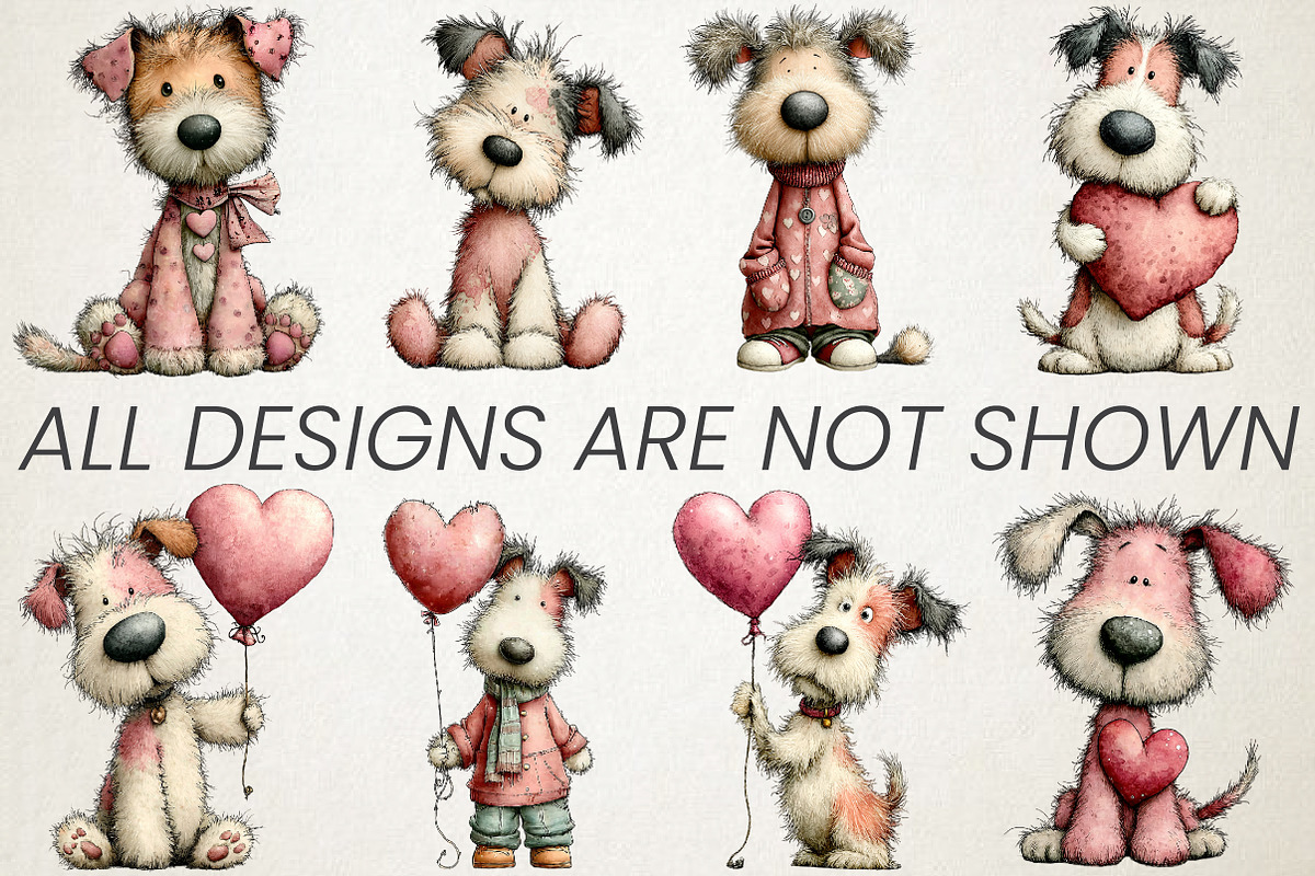 Whimsical Valentine Dog Clipart Set, an Animal Illustration by RobertsArt (Photo 4 of 6)