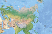 8 vector continent maps with relief, a Graphic by One Stop Map (Thumbnail 4 of 7)
