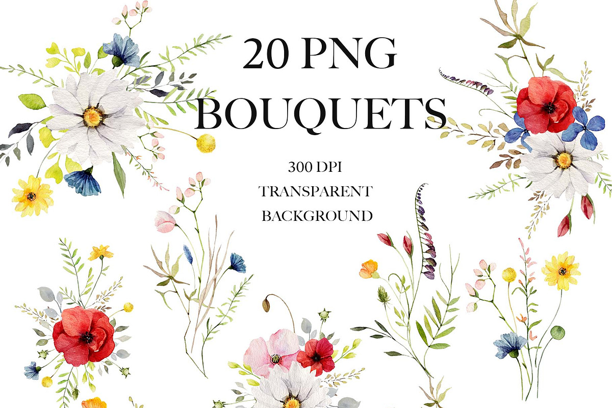 Wildflowers Floral Clipart Set, a Decorative Illustration by anastasiia.art (Photo 2 of 9)