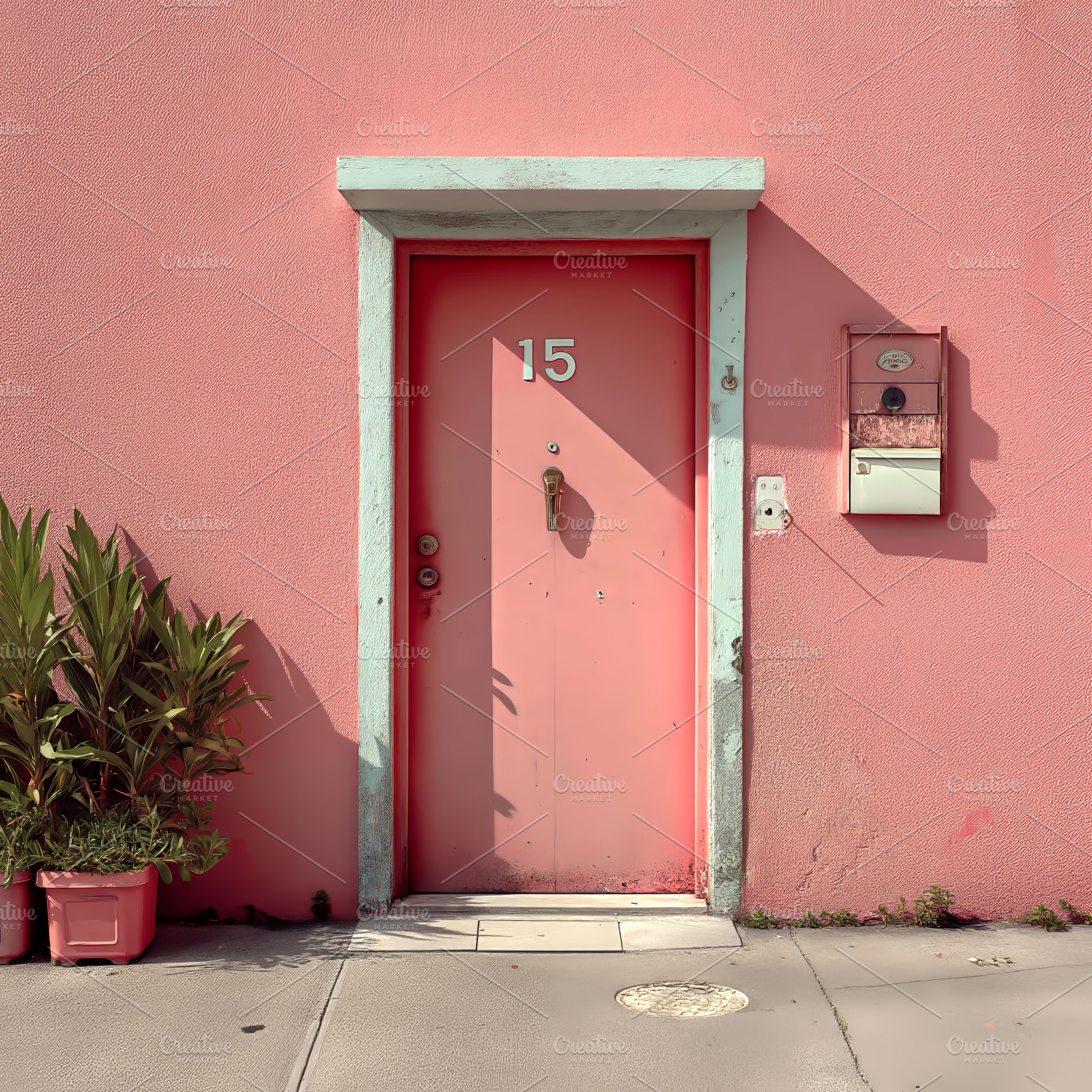 Charming Pink House Facade, an Architecture Photo by Ocean Digital Art