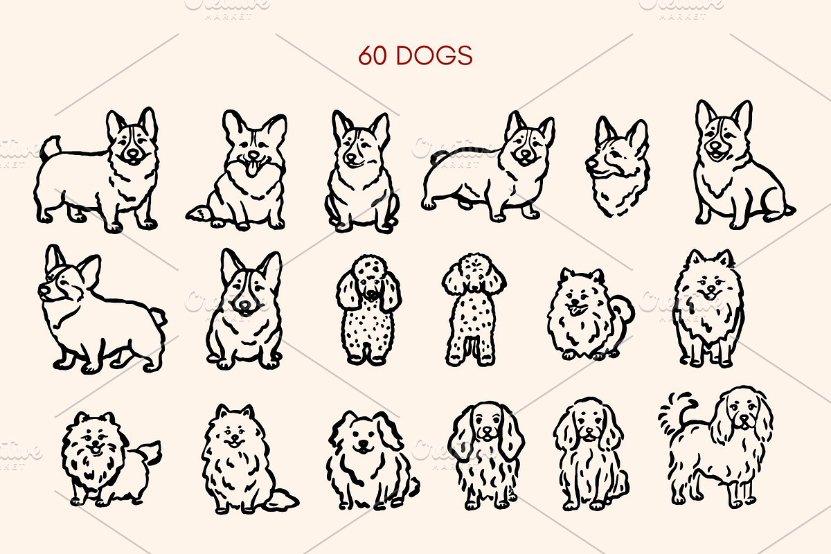 Hand-Drawn Dogs Cliparts Set, an Animal Illustration by Veronika Gotovceva (Photo 2 of 8)