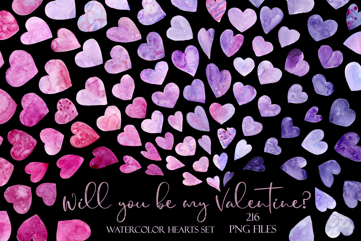 Watercolor Hearts Set Valentines Day, an Object Graphic by NataliArkushArt (Photo 9 of 10)