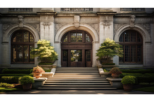 facade library exterior ai generated, an Architecture Photo by pikepicture