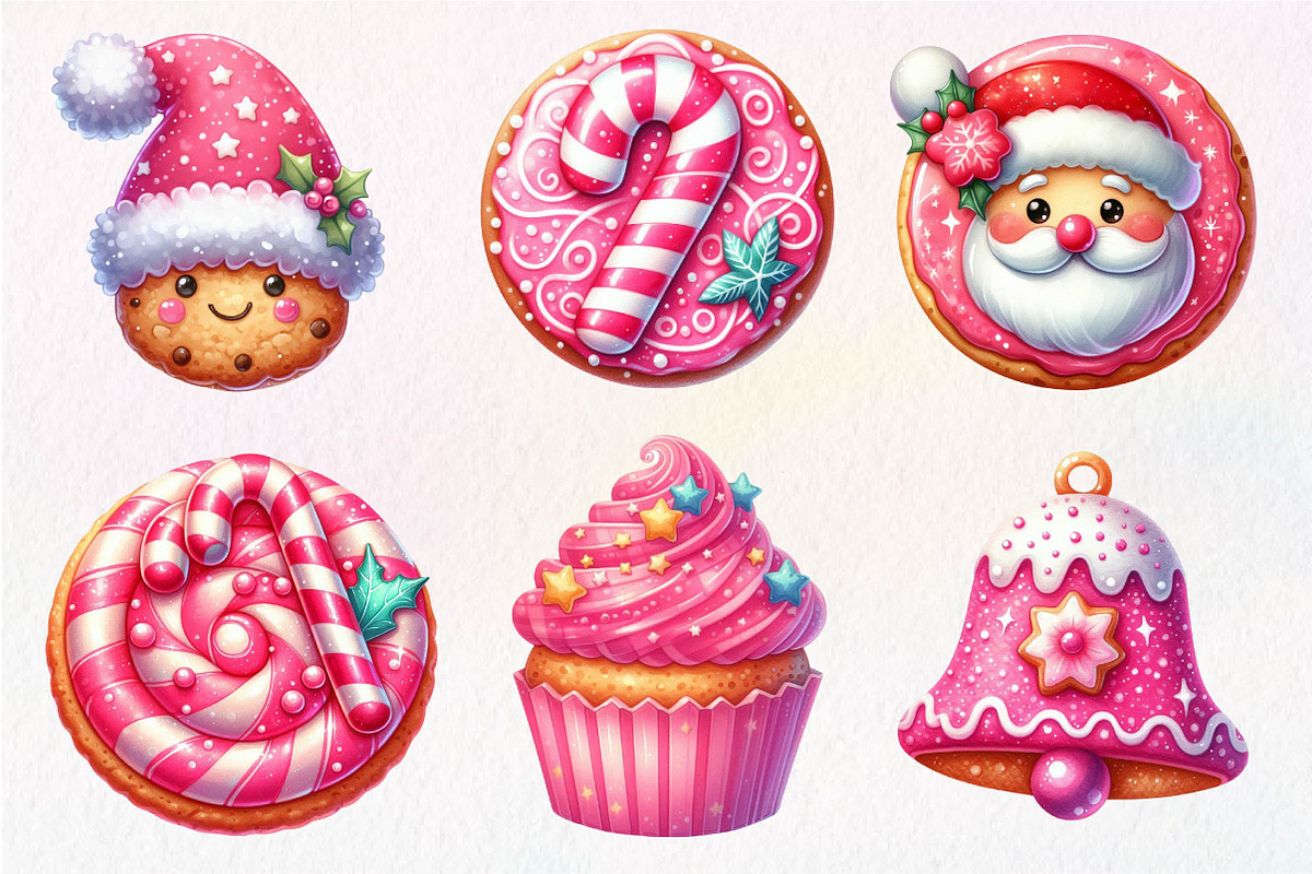 Pink Christmas Cookie Clipart, an Illustration by Dream Creation (Photo 8 of 8)