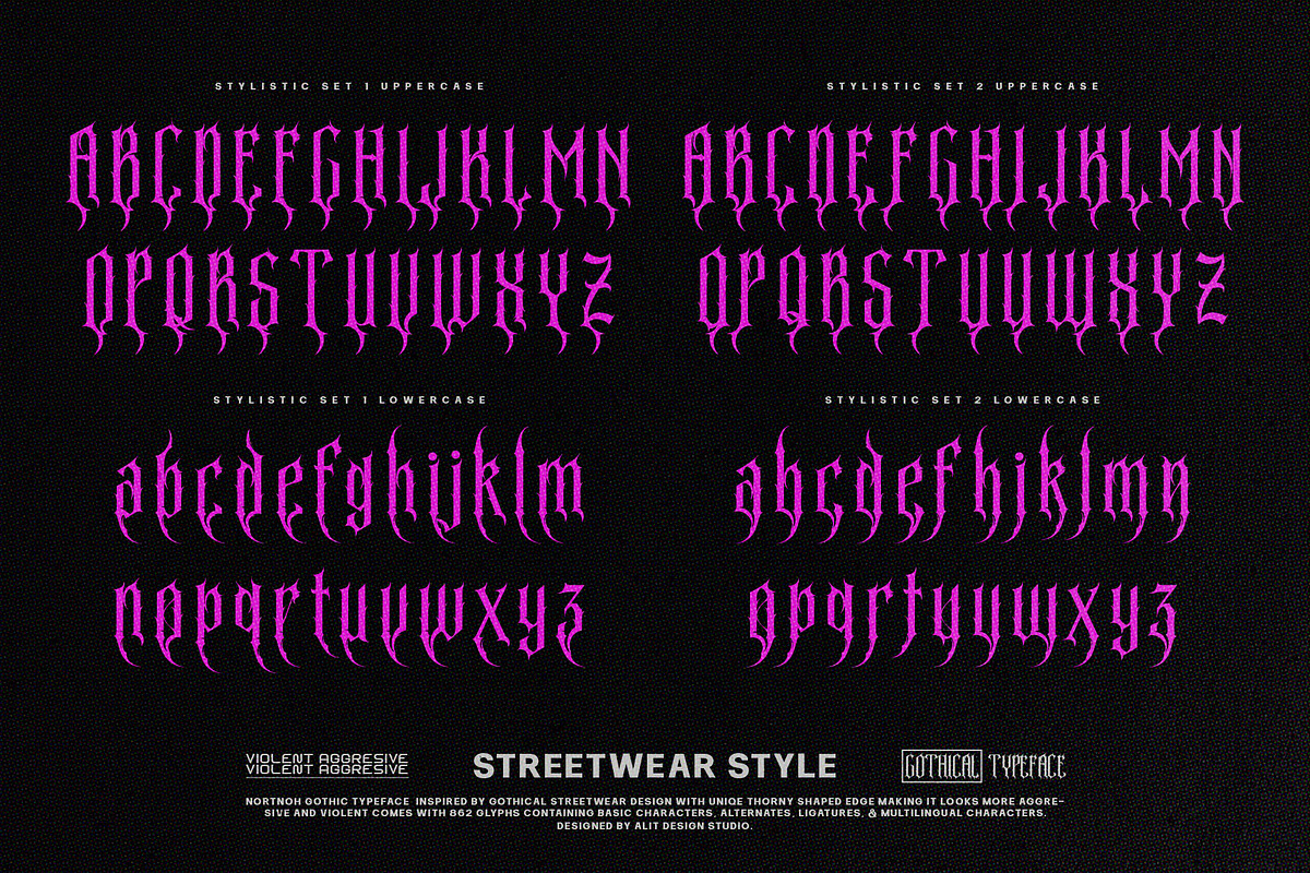 Nortnoh Metal Modern Typeface, a Blackletter Font by alit design (Photo 7 of 20)