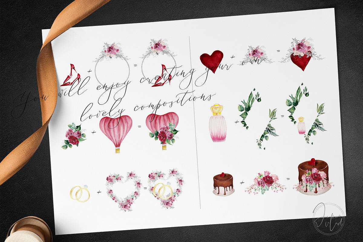 Love, Love, Love - Watercolor Set, an Illustration by Jeanina Vlad (Photo 6 of 9)