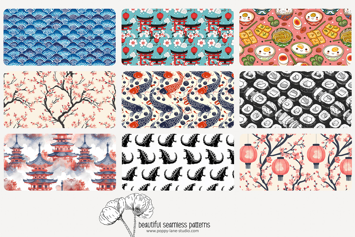 70 Japan seamless pattern, a Pattern Graphic by Poppy Lane Studio (Photo 2 of 10)