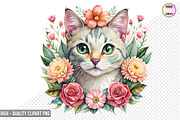 Floral Cat Clipart Bundle, a Graphic by crative8112 (Thumbnail 3 of 10)