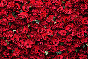Elegant red rose flower pattern wall, a Photo by Pavel_design