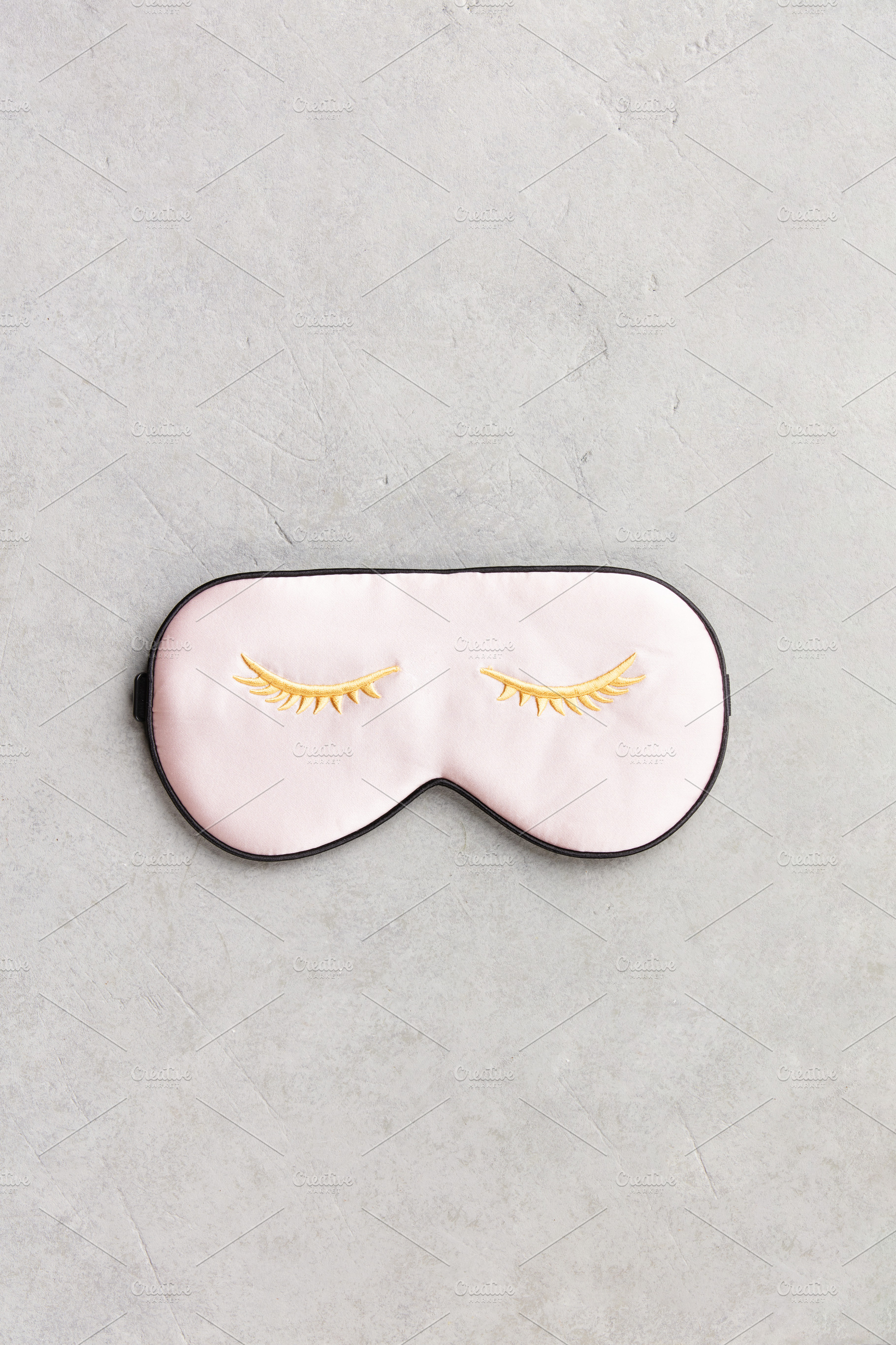 Sleep Mask with Embroidered Eyelashes on Minimal Background, a Health & Medical Photo by Natalia Klenova's Shop