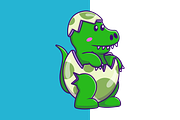Cute Dino In Crack Egg Cartoon, an Animal Illustration by Artstorystudio (Thumbnail 2 of 3)