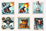 Nautical Pirates Postage Clipart, an Illustration by CreationArt (Thumbnail 5 of 5)