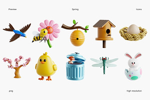 Happy Spring 3D Icon Set, an Object 3D Model by Eklip Studio