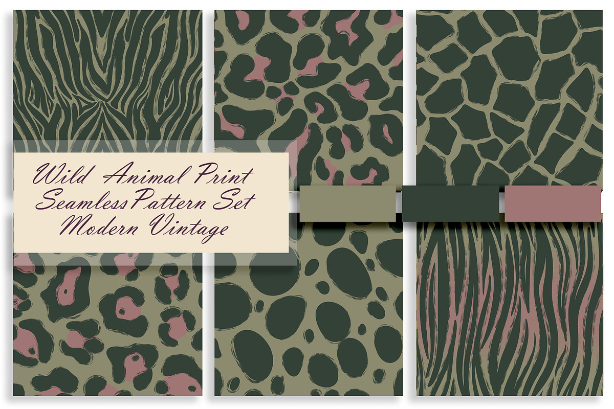 Wild Animal Print Set Modern Vintage, a Pattern Graphic by Oksana Dovhopol Art (Photo 1 of 19)