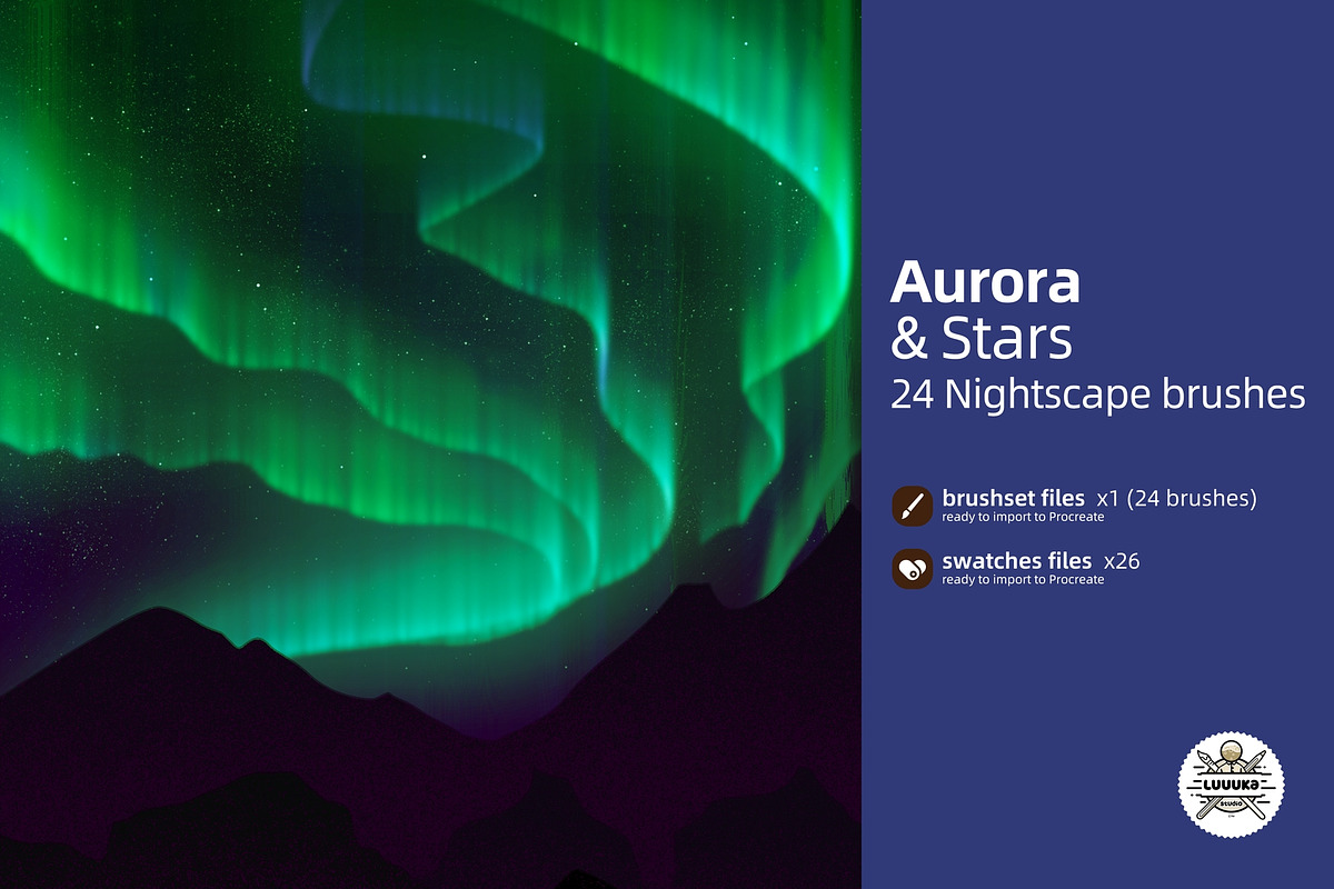 Aurora & stars brushes for procreate, a Brush Add-On by Luuuka studio (Photo 2 of 6)
