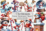 Funny Christmas Snowman Clipart Bund, an Illustration by Libby Wishes (Thumbnail 1 of 6)