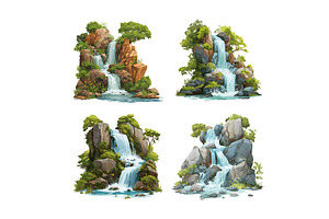Waterfall cartoon vector set, an Illustration by Onyx