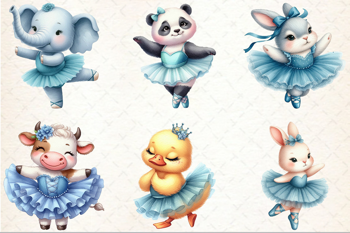 Blue Ballerina Animals Clipart, an Illustration by Rose Art (Photo 3 of 7)